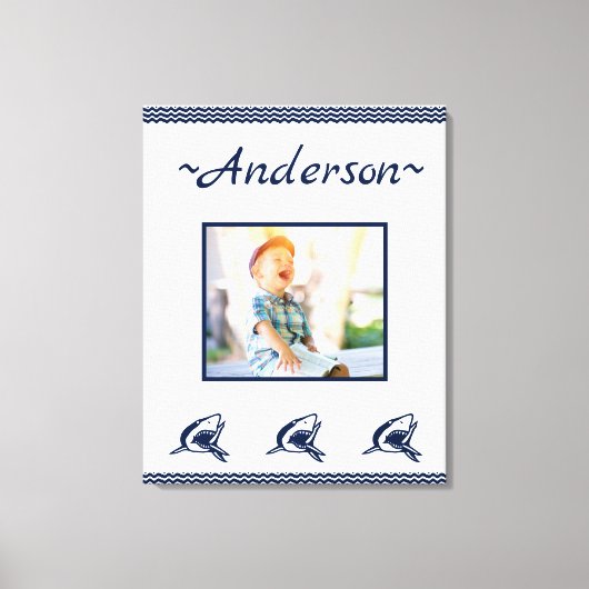 Blauwe haai Nautical Navy Foto Lijst Canvas Afdruk (Voorkant)