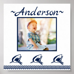 Blauwe haai Nautical Navy Foto Lijst Poster