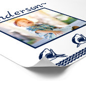 Blauwe haai Nautical Navy Foto Lijst Poster (Hoek)