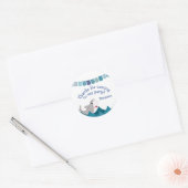 Blauwe haai nautische verjaardag gunst dank u ronde sticker (Envelop)