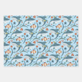 Blauwe Haai Oceaan Zee Vis Dier Verjaardag Inpakpapier Vel (Voorkant 2)