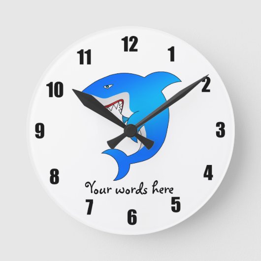 Blauwe haai ronde klok (Voorkant)