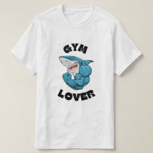 Blauwe haai sportschool liefhebber T-shirt