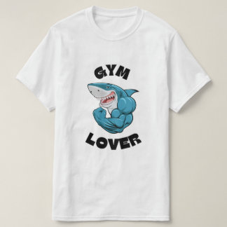 Blauwe haai sportschool liefhebber T-shirt