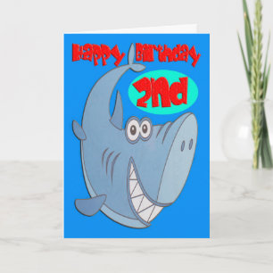 Blauwe haai tweede verjaardag kaart
