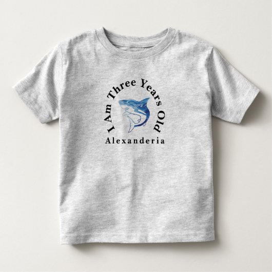 Blauwe haai verjaardag voeg naam toe, ik ben 3 jaa kinder shirts (Voorkant)