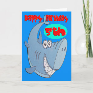 Blauwe Haai Vijfde Verjaardag Kaart