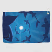 Blauwe haai Witte Moon Onderzee Golfhanddoek (Horizontaal)