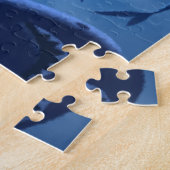 Blauwe haai Witte Moon Onderzee Legpuzzel (Zijkant)