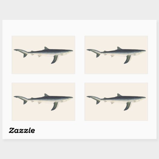  blauwe haai, zeewaardig leven in de aquatische oc rechthoekige sticker (Vel)