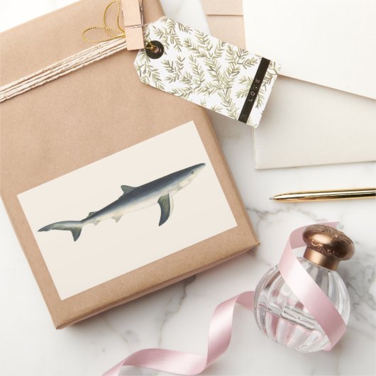  blauwe haai, zeewaardig leven in de aquatische oc rechthoekige sticker (Geschenken)