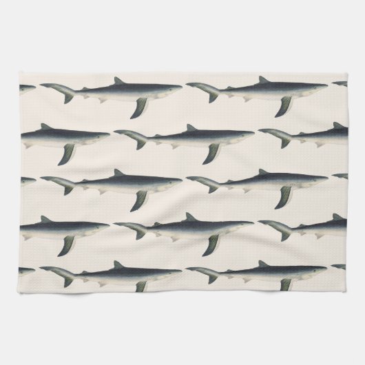 blauwe haai, zeewaardig leven in de aquatische oc theedoek (Horizontaal)