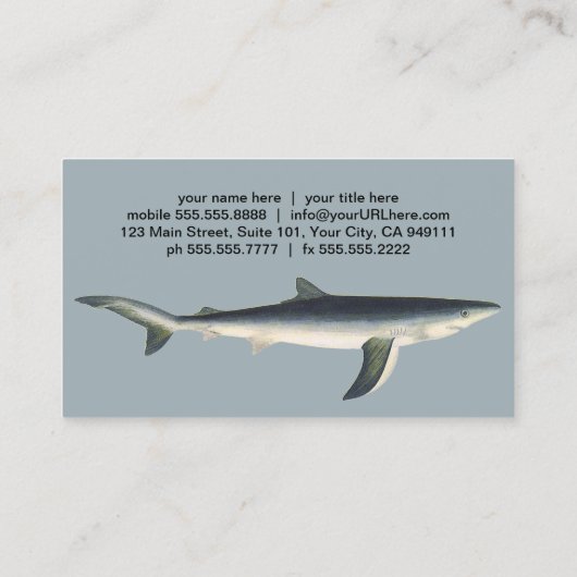  blauwe haai, zeewaardig leven in de aquatische oc visitekaartje (Achterkant)