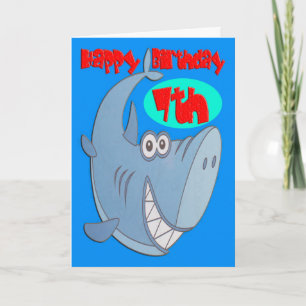 Blauwe Haai Zevende Verjaardag Kaart