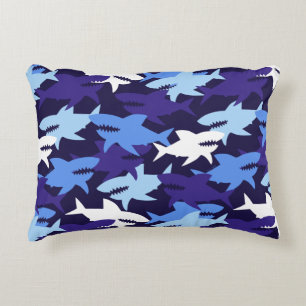 Blauwe haaien Camouflage Patroon Accent Kussen