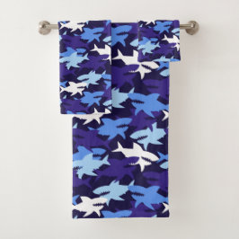 Blauwe haaien Camouflage Patroon Bad Handdoek