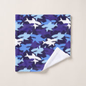 Blauwe haaien Camouflage Patroon Bad Handdoek (Wasdoekje)