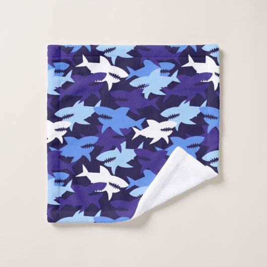 Blauwe haaien Camouflage Patroon Bad Handdoek (Wasdoekje)