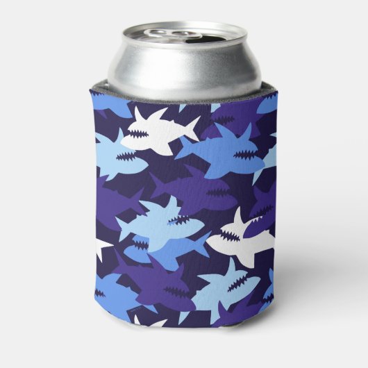 Blauwe haaien Camouflage Patroon Blikjeskoeler (Blikje Achterkant)