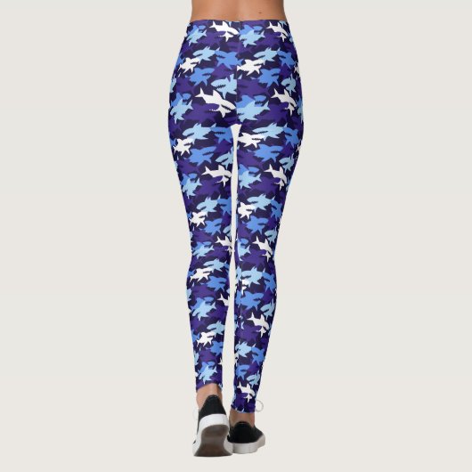 Blauwe haaien Camouflage Patroon Leggings (Achterkant)