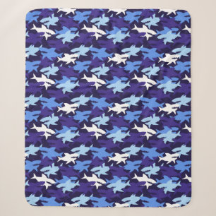 Blauwe haaien Camouflage Patroon Sherpa Deken