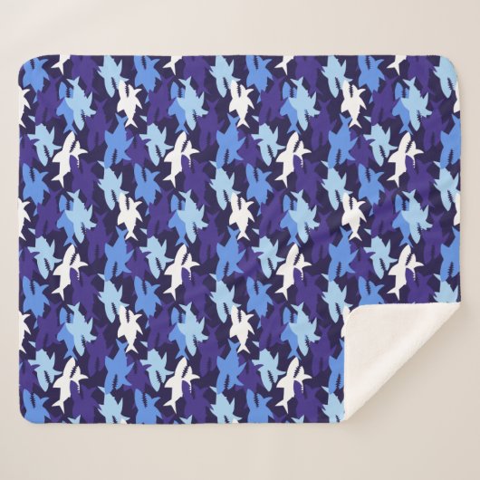 Blauwe haaien Camouflage Patroon Sherpa Deken (Voorkant (horizontaal))
