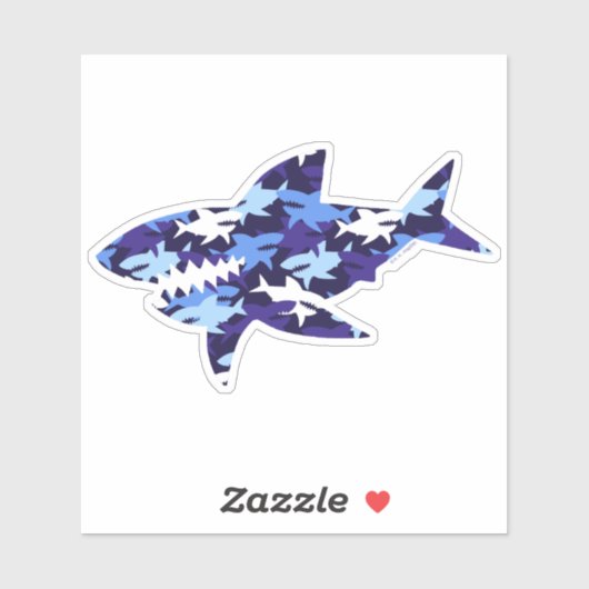 Blauwe haaien Camouflage Patroon Sticker (Vel)