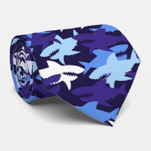 Blauwe haaien Camouflage Patroon Stropdas (Opgerold)