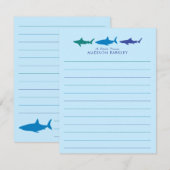 Blauwe haaien Kute Briefpapier kaarten van het Kin (Voorkant / Achterkant)
