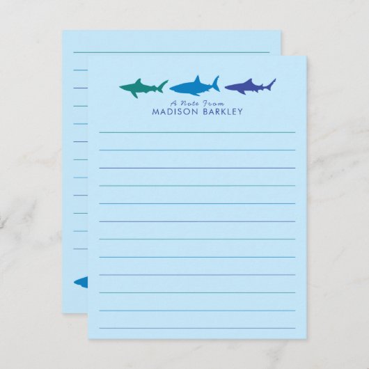 Blauwe haaien Kute Briefpapier kaarten van het Kin (Voorkant / Achterkant)