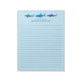 Blauwe haaien Notitieblok Briefpapier Kind (Linkerzijde)