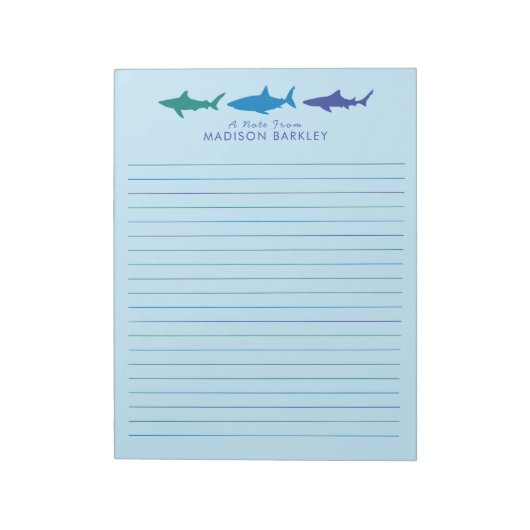 Blauwe haaien Notitieblok Briefpapier Kind (Linkerzijde)