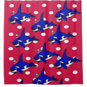 Blauwe haaien Rood Shower Curtain Douchegordijn (Voorkant)