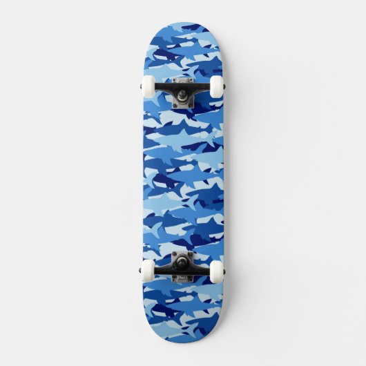 Blauwe Haaienpatroon Skateboard (Voorkant)