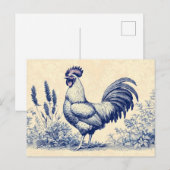 Blauwe Haan in een bloementuin Briefkaart (Voorkant / Achterkant)