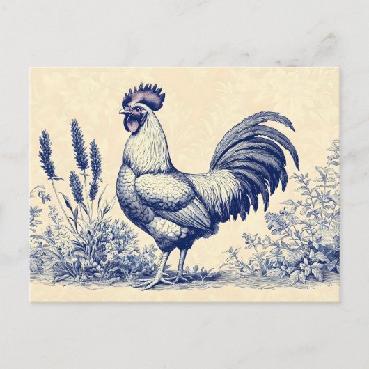 Blauwe Haan in een bloementuin Briefkaart (Voorkant)