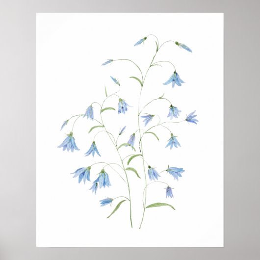 blauwe haarbloemen 2021 waterverf poster (Voorkant)
