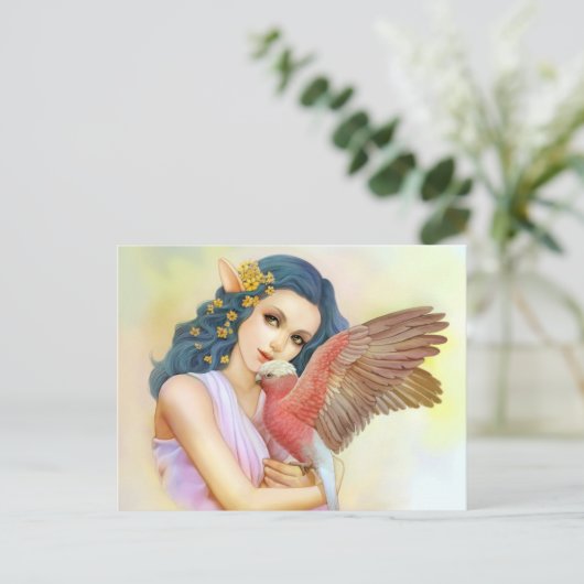 Blauwe haarhoed en haar galah briefkaart (Staand voorkant)