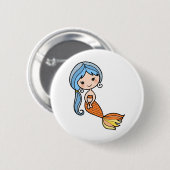 Blauwe haarzeemeerkunst ronde button 5,7 cm (Voorkant /achterkant)