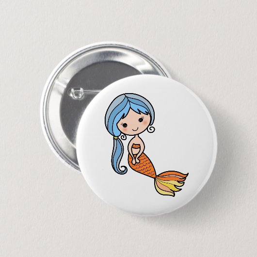 Blauwe haarzeemeerkunst ronde button 5,7 cm (Voorkant /achterkant)