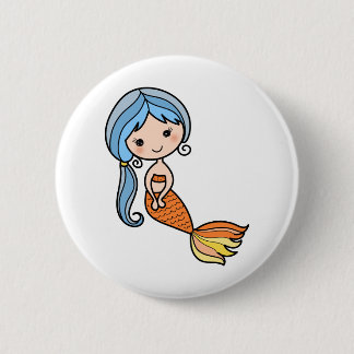Blauwe haarzeemeerkunst ronde button 5,7 cm