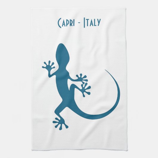 Blauwe hagedis, geko - Faraglioni, Capri, Italië Theedoek (Verticaal)