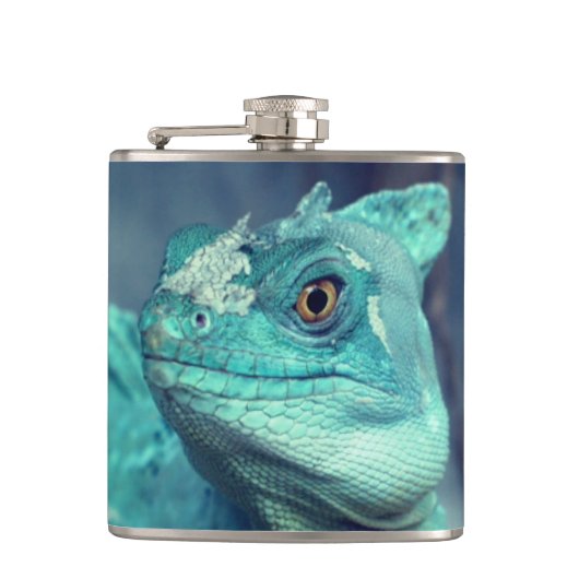 Blauwe hagedis heupfles (Voorkant)