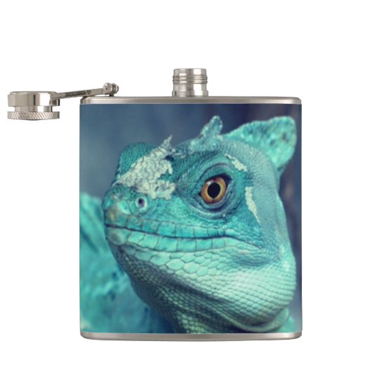 Blauwe hagedis heupfles (Geopend)