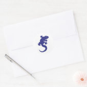 Blauwe hagedis ronde sticker (Envelop)