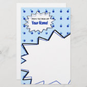 Blauwe Halftone Pop Art Stationery Briefpapier (Voorkant / Achterkant)