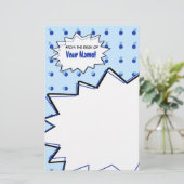 Blauwe Halftone Pop Art Stationery Briefpapier (Staand voorkant)