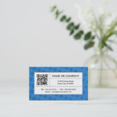 blauwe halftoon QR-code Visitekaartje (Staand voorkant)