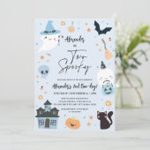 Blauwe Halloween 2e verjaardagsuitnodiging Kaart (Staand voorkant)