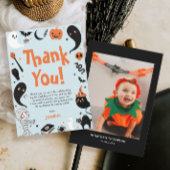 Blauwe Halloween Boy Foto Verjaardag Bedankkaart